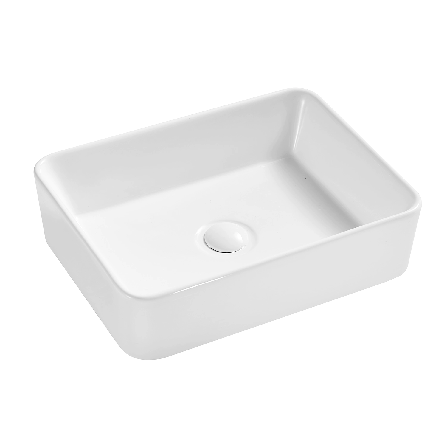 Medium size 51 cm / 20 inches vitreous china rectangular vessel bathroom sink in white color made by meilong ceramics